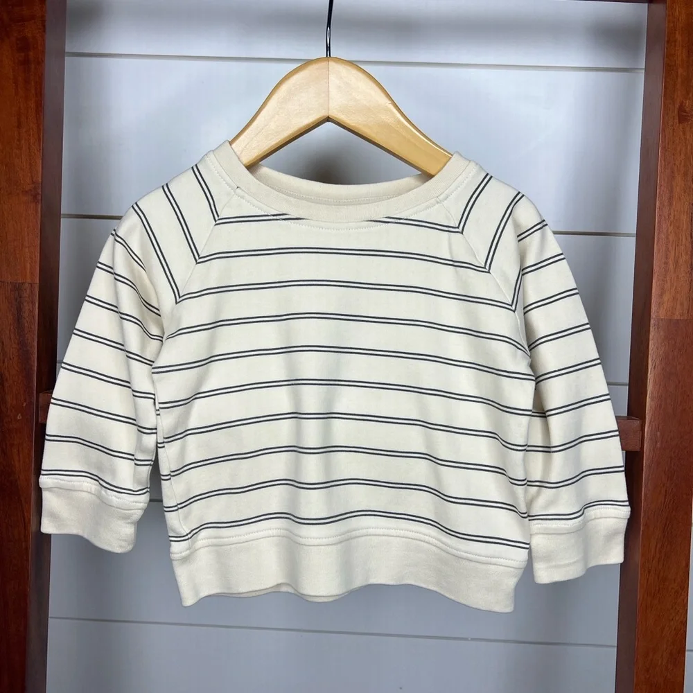 Colored Organics Baby: Cream and Charcoal Striped Crew Long Sleeve - Picture 1 of 5